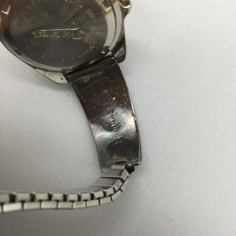 Merona Womens Watch 26mm Native American Signed Tips Sterling Black Inlay